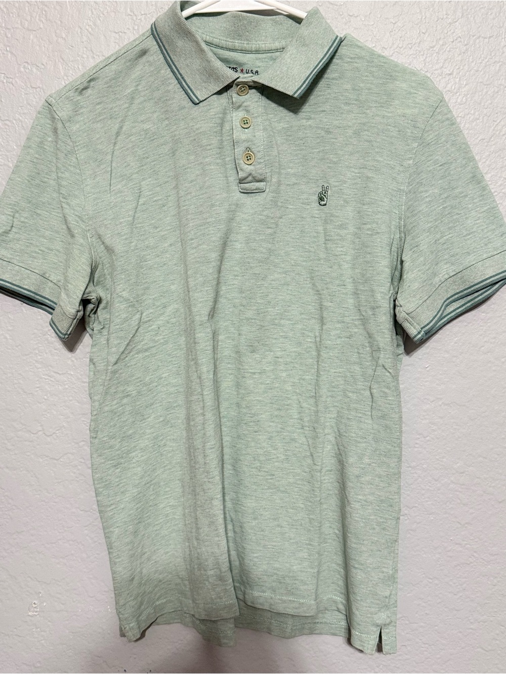 John Varvatos Pale Green Men's Polo with Contrast Tipping